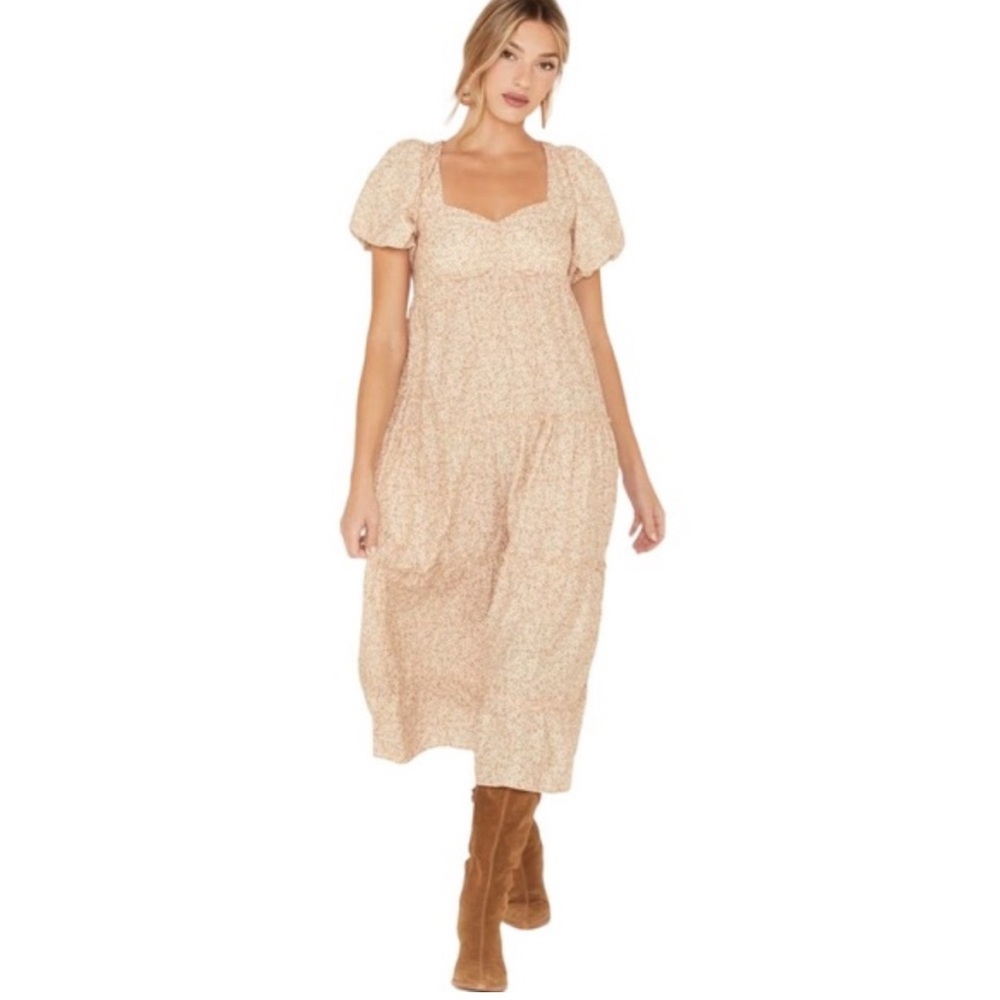 Show Me Your Mumu Peach Floral Midi Dress
